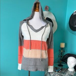 Colorblock Knit Hoodie Sweater